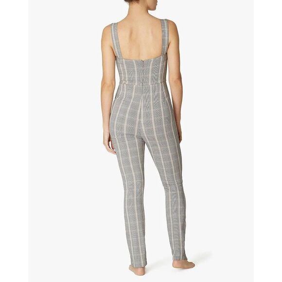 we wore what jumpsuit Corset Overalls Stretch Plaid Gray large women’s - Picture 2 of 8